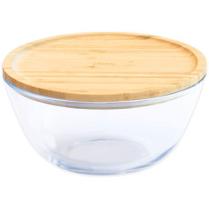 Стъклена купа с бамбуков капак - 1,6 л.