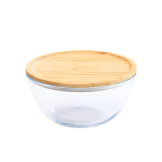 Стъклена купа с бамбуков капак - 2,6 л.