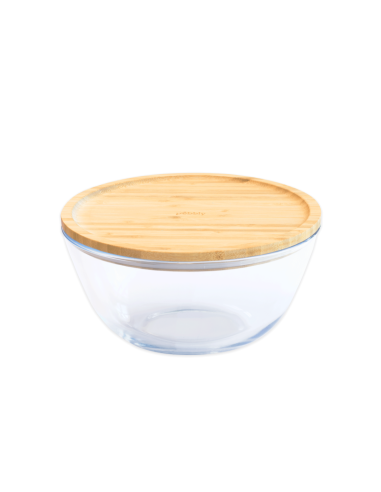 Стъклена купа с бамбуков капак - 2,6 л.