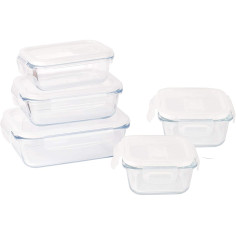 Сет от 5 бр. стъклени кутии за храна с различни размери - 320, 400, 520, 650, 1000 мл.