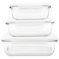 Imagén: Сет от 3 бр правоъгълни стъклени кутии за храна с различни размери - 400, 650, 1000 мл.