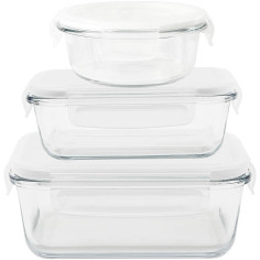 Сет от 3 бр. стъклени кутии за храна с различни размери - 620, 650, 800 мл