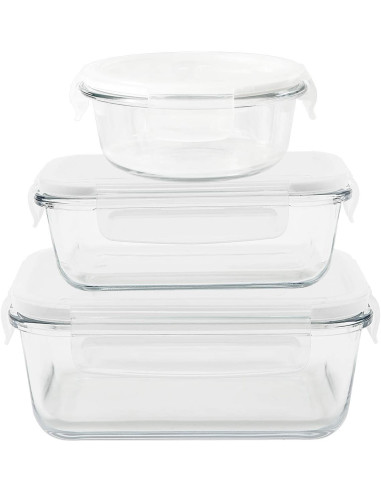 Сет от 3 бр. стъклени кутии за храна с различни размери - 620, 650, 800 мл