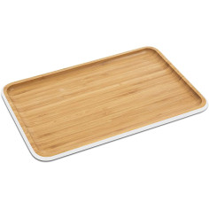 Imagén: Бамбукова табла за сервиране - рамер М, 33x21см, с бял кант