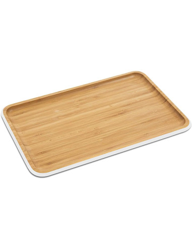 Бамбукова табла за сервиране - рамер М, 33x21см, с бял кант