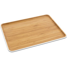Бамбукова табла за сервиране - рамер L, 40x30 см, с бял кант