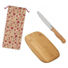 Imagén: Комплект за колбаси - дъска, нож и торбичка за съхранение