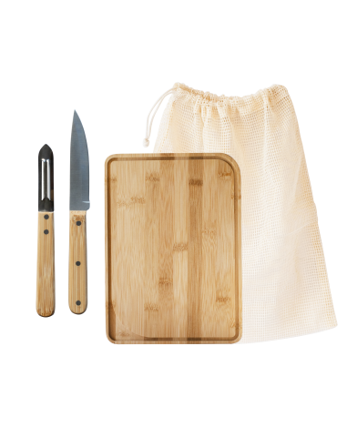 Комплект за готвачи - дъска, нож, белачка и торбичка за зеленчуци