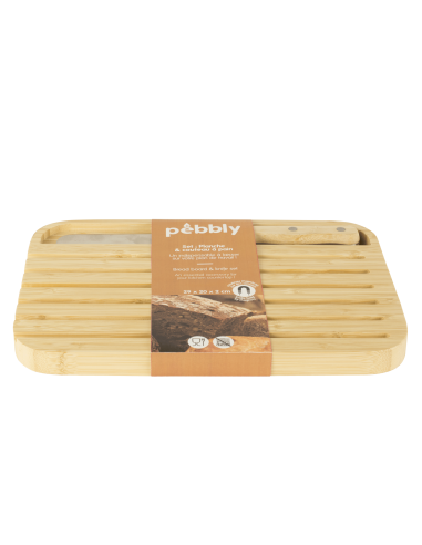 Комплект бамбукова дъска и нож за хляб размер S