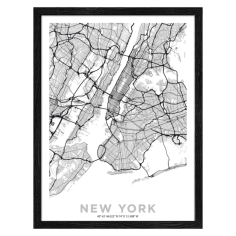 Imagén: Рамкирана картина ProArt Карта Ню Йорк - 40х30 см