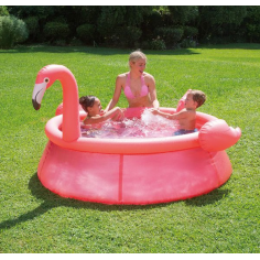 Надуваем басейн - фламинго...