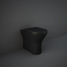 Стояща тоалетна без ръб - Черна санитарна керамика, мат, без седалка