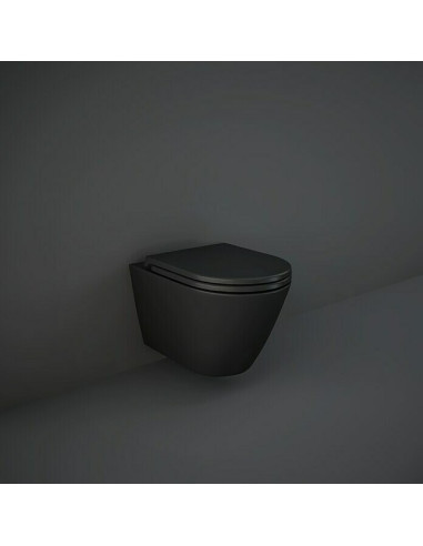 Стенна тоалетна без ръб - Черна санитарна керамика, мат, без седалка