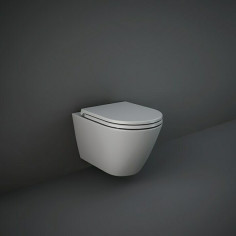Стенна тоалетна без ръб - Сива санитарна керамика, мат, без седалка