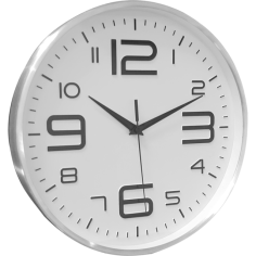 Imagén: Стенен часовник Baku - Ø30 см, пластмаса, бял/хром