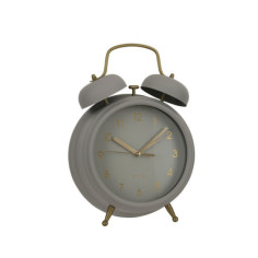 Стоящ часовник с будилник Mica Decorations - ØхВ 19,5х27 см, метал, сив, златист