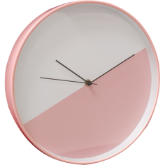 Стенен часовник Elea - Ø30 см, пластмаса, розов/бял
