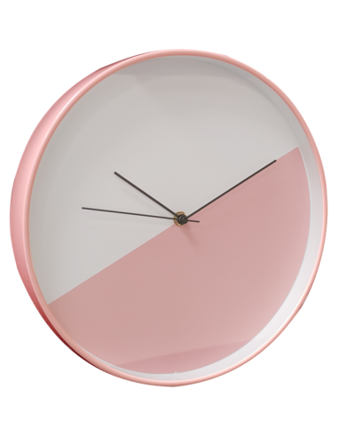 Стенен часовник Elea - Ø30 см, пластмаса, розов/бял