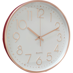 Стенен часовник Lille - Ø30 см, пластмаса, бял/розов