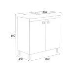 Шкаф с умивалник Тринити Некст - ДхШхВ 45х80х85 см, PVC, бял, 2 врати