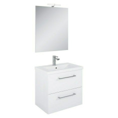 Imagén: Комплект мебел за баня Riva Compact - 60 см, шкаф, умивалник, огледало с LED осветление