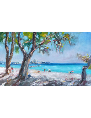 Дървото на плажа - маслена картина,  автор Иво Стоянов