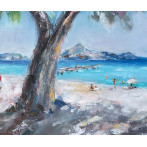 Дървото на плажа - маслена картина,  автор Иво Стоянов
