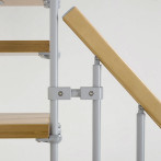 Вита стълба с 12 стъпала, метал-сив и дърво-цвят-круша