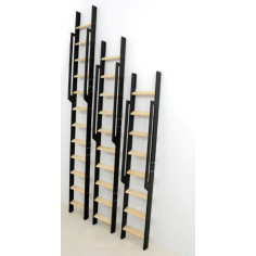 Права подвижна метална стълба STRONG - 8  стъпала, прилепваща към стената
