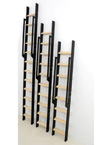 Права подвижна метална стълба STRONG - 8  стъпала, прилепваща към стената
