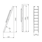 Права подвижна метална стълба STRONG - 8  стъпала, схема