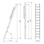 Права подвижна метална стълба STRONG - 12  стъпала, прилепваща към стената